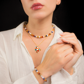 Women's Love & Creativity Choker with White Agate, Carnelian, Dumortierite, Red Aventurine, Rose Quartz & Gold